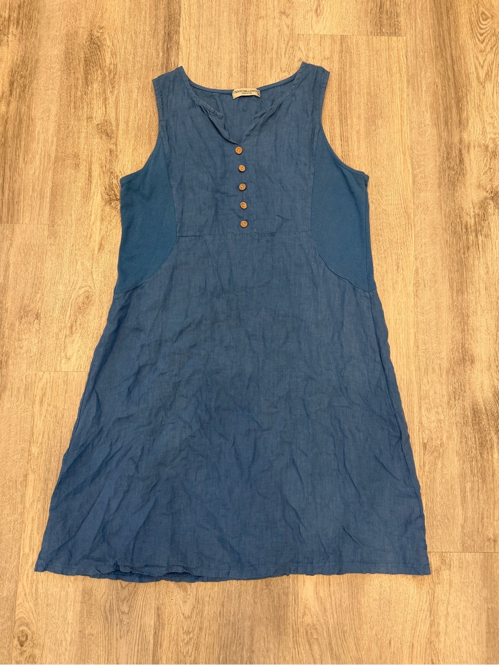 Terzo Millennio M 100% Linen Blue Dress Made in Italy Lagenlook